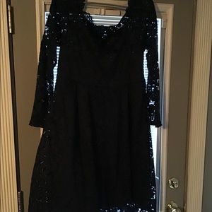 Navy off shoulder dress